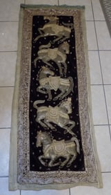 Vintage Kalaga Burmese embroidered and sequined wall hanging tapestry