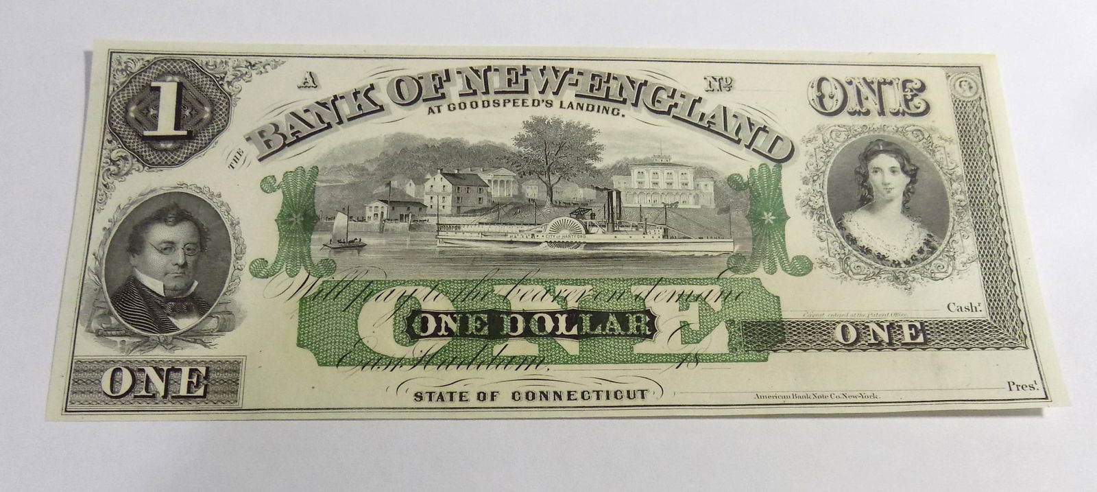 Civil War era New England Bank note $1. bill Connecticut (1 of 5)