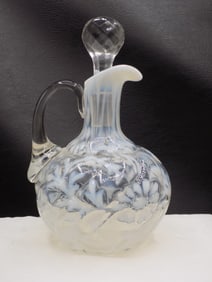 Vintage Fenton daisy and fern white opalescent cruet