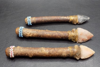 Three vintage Native American Indian arrowhead knives
