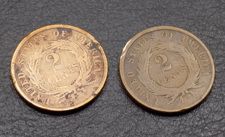 1864 and 1865 2 cent coins