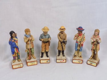 Vintage Set of six western porcelain decanters designed by C M Russell