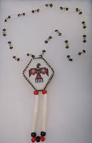 Native American Indian beaded necklace with thunderbird
