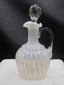 Vintage Fenton French opalescent spiral optic glass cruet