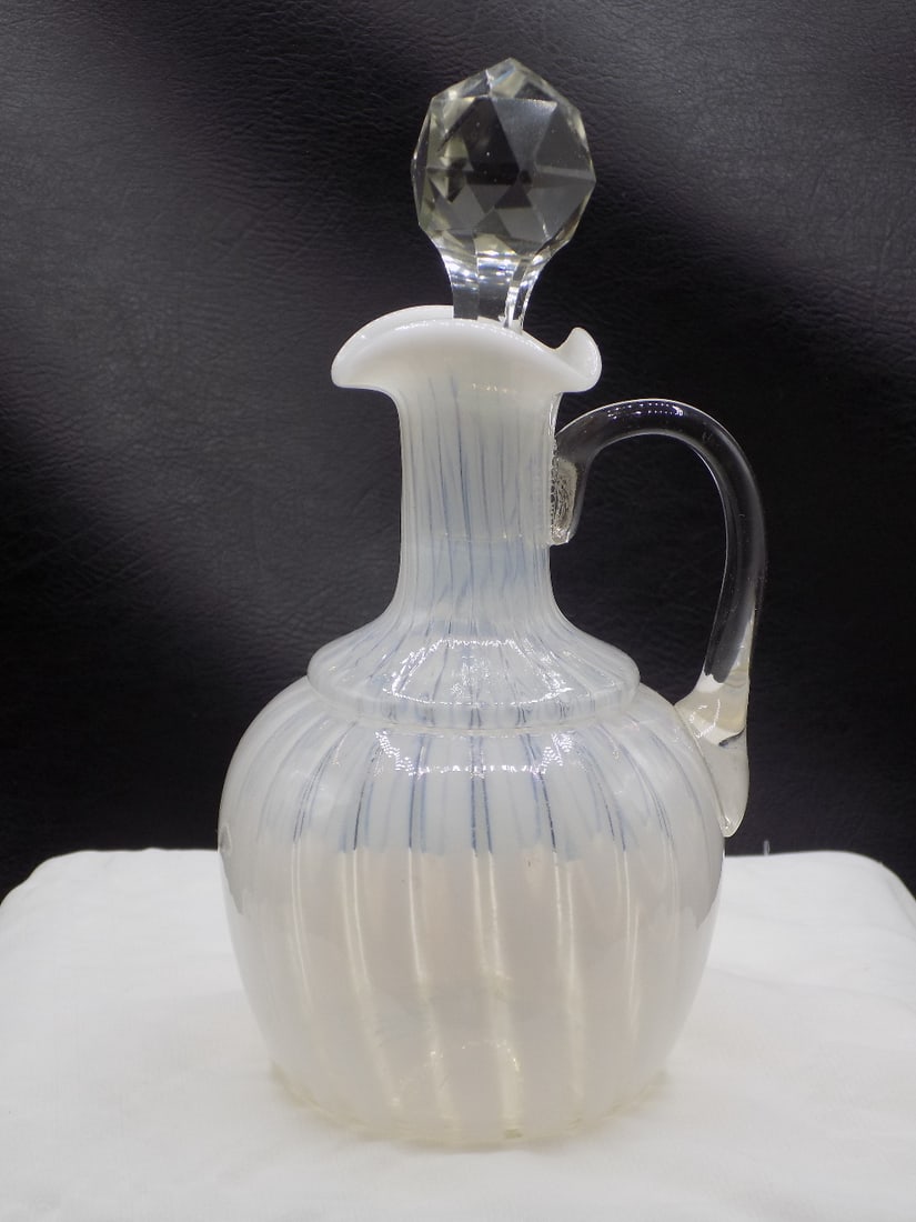 Vintage Fenton French opalescent spiral optic glass cruet (1 of 8)