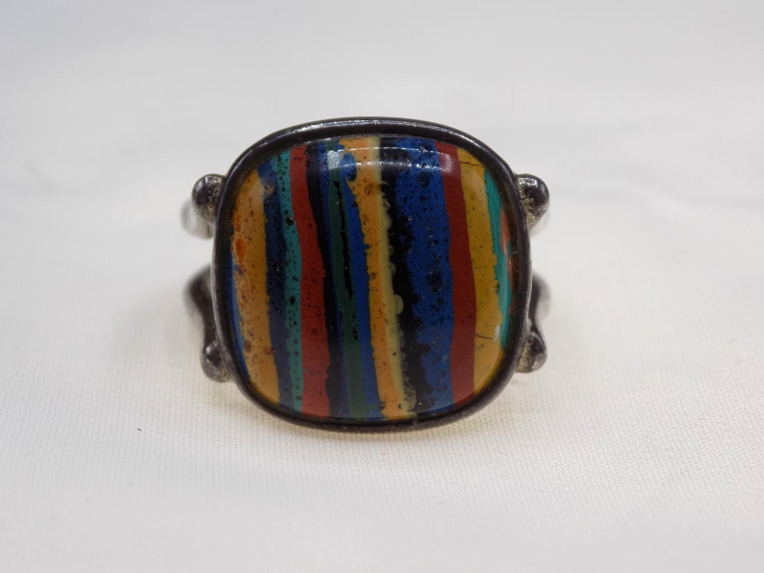Vintage inlaid sterling silver ring (1 of 3)