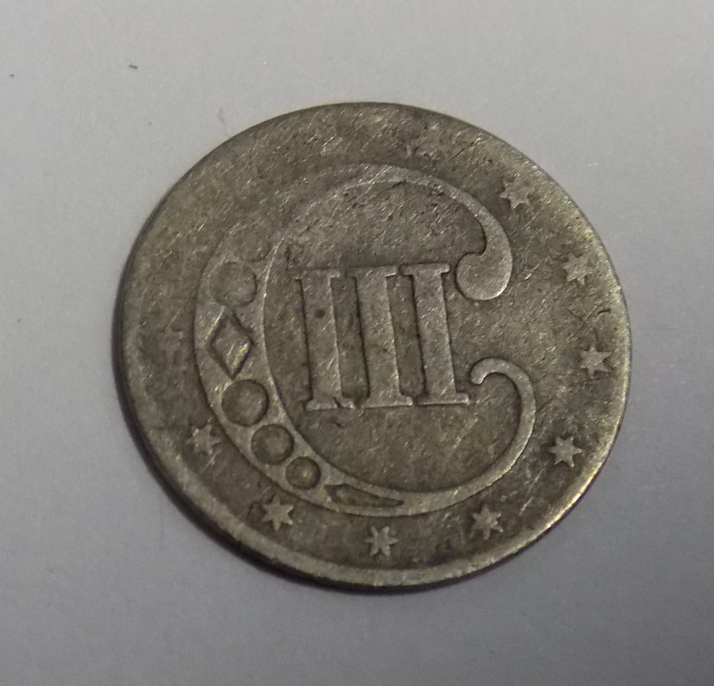 1851 silver Three Cent coin (1 of 2)
