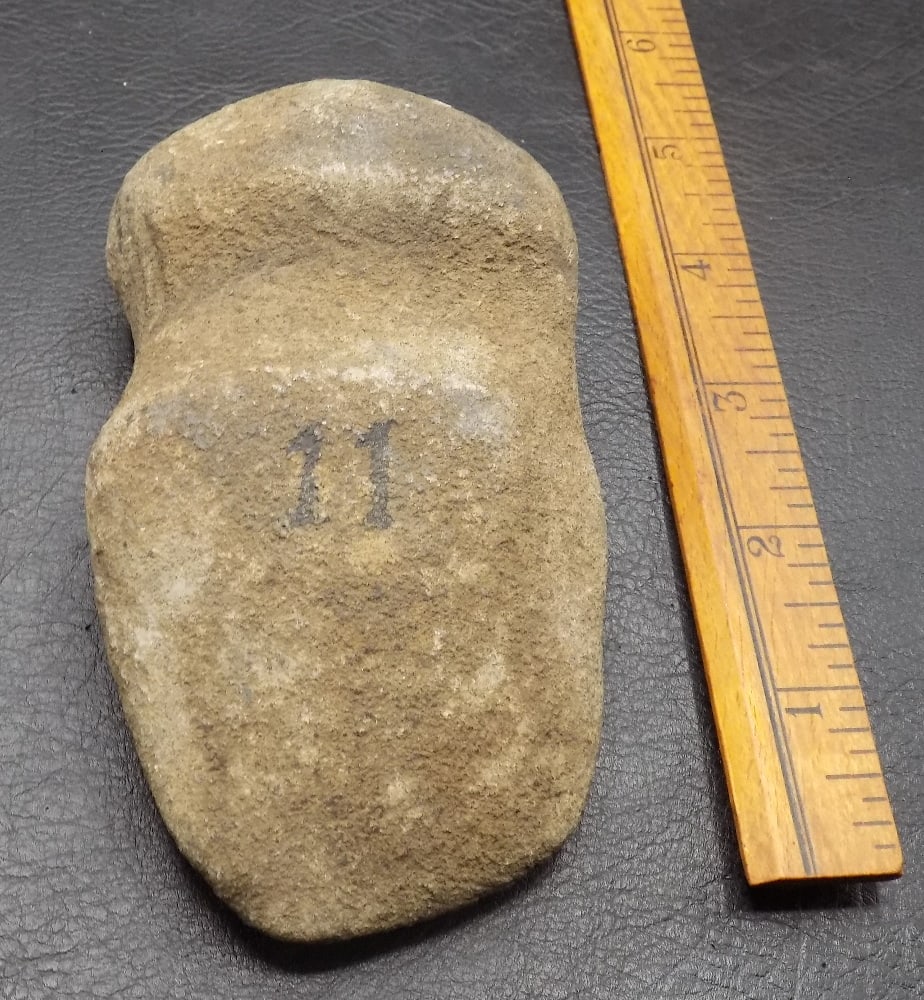 Native American Stone Full Groove Axe Head: Native American Stone Full Groove Axe Head. In very good original as found condition with minor wear normal from age and use as shown in photos. Great quality and detail. Total length 4 7/8 inches x 2