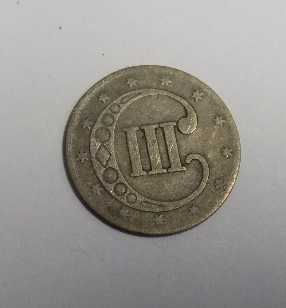1852 silver Three Cent coin (1 of 2)