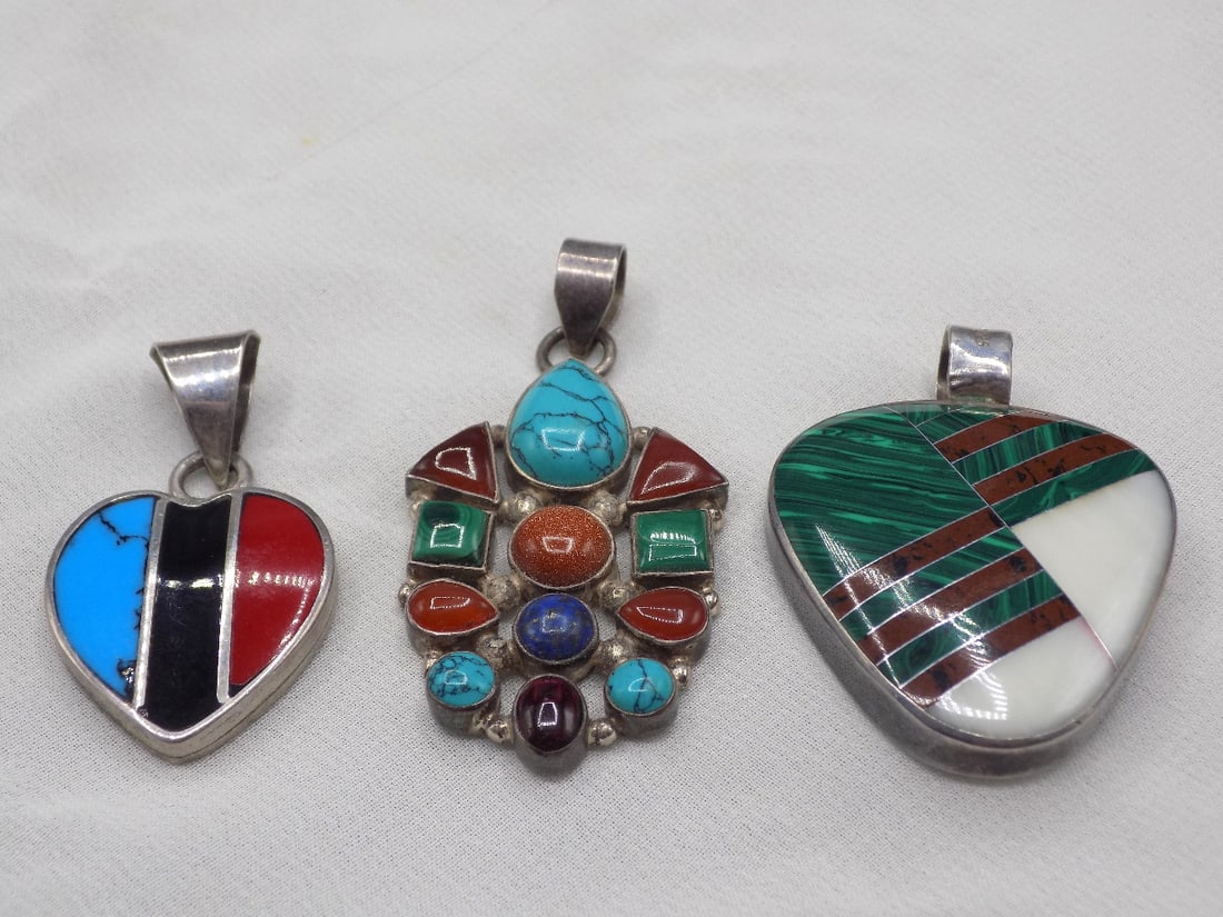 Three fine semiprecious stone sterling silver pendants (1 of 5)