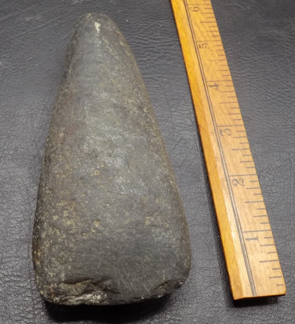 Native American Stone celt or Axe Head: Native American Stone celt or Axe Head. In very good original as found condition with minor wear normal from age and use as shown in photos. . Great quality and detail. Total length 5 1/4 inches x 2 3