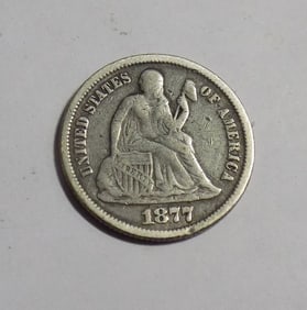 1877 Liberty seated dime.