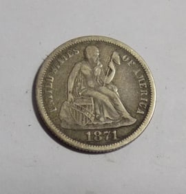 1871 Liberty seated dime