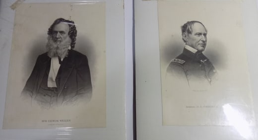Two  Civil War military engravings Hon Welles Secretary of Navy and Admiral Farragut.