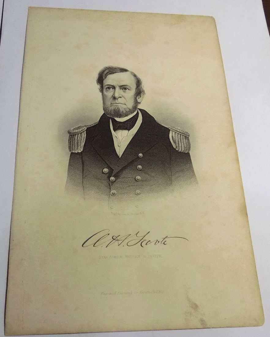 Civil War military engraving Rear Admiral Andrew Foote (1 of 4)