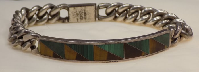 Vintage sterling silver bracelet with semiprecious stones