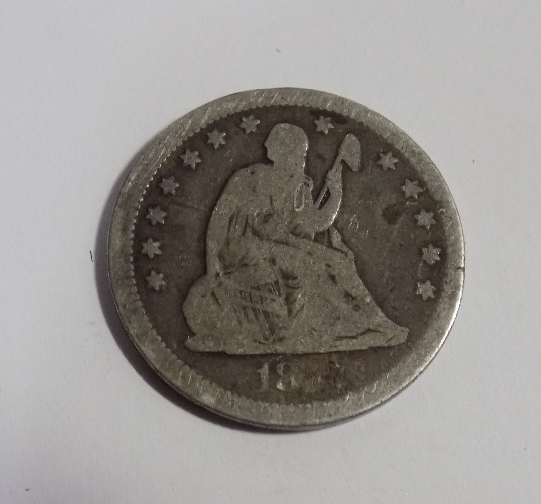 1857 Liberty seated silver quarter (1 of 2)