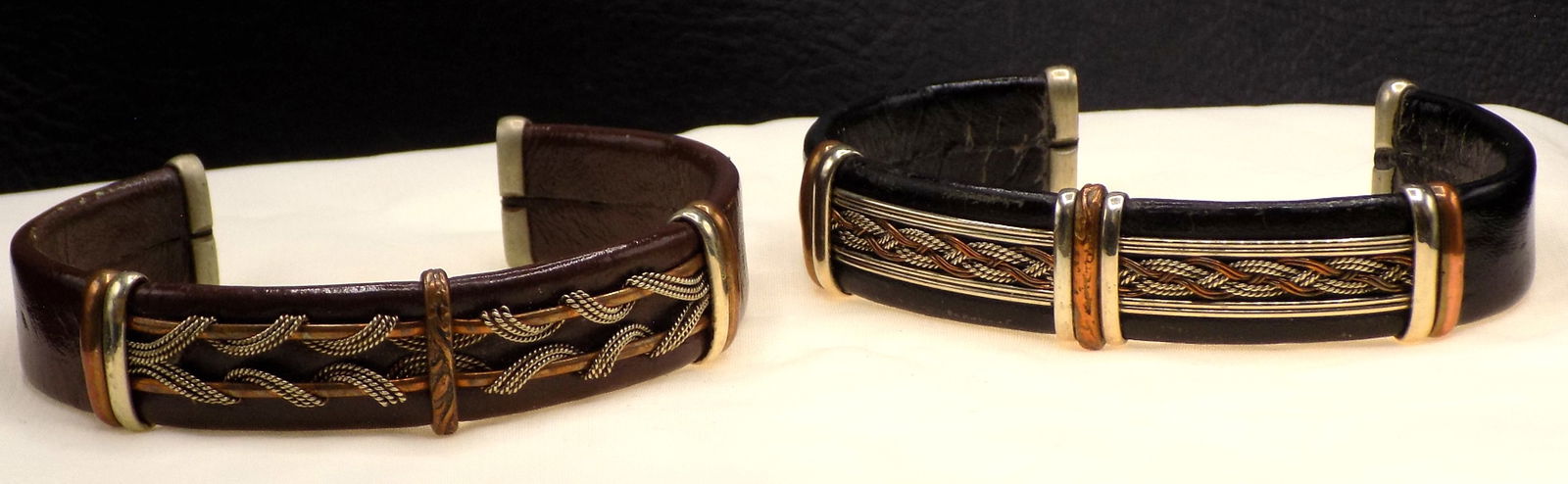 Two vintage leather magnetic cuff bracelets (1 of 5)