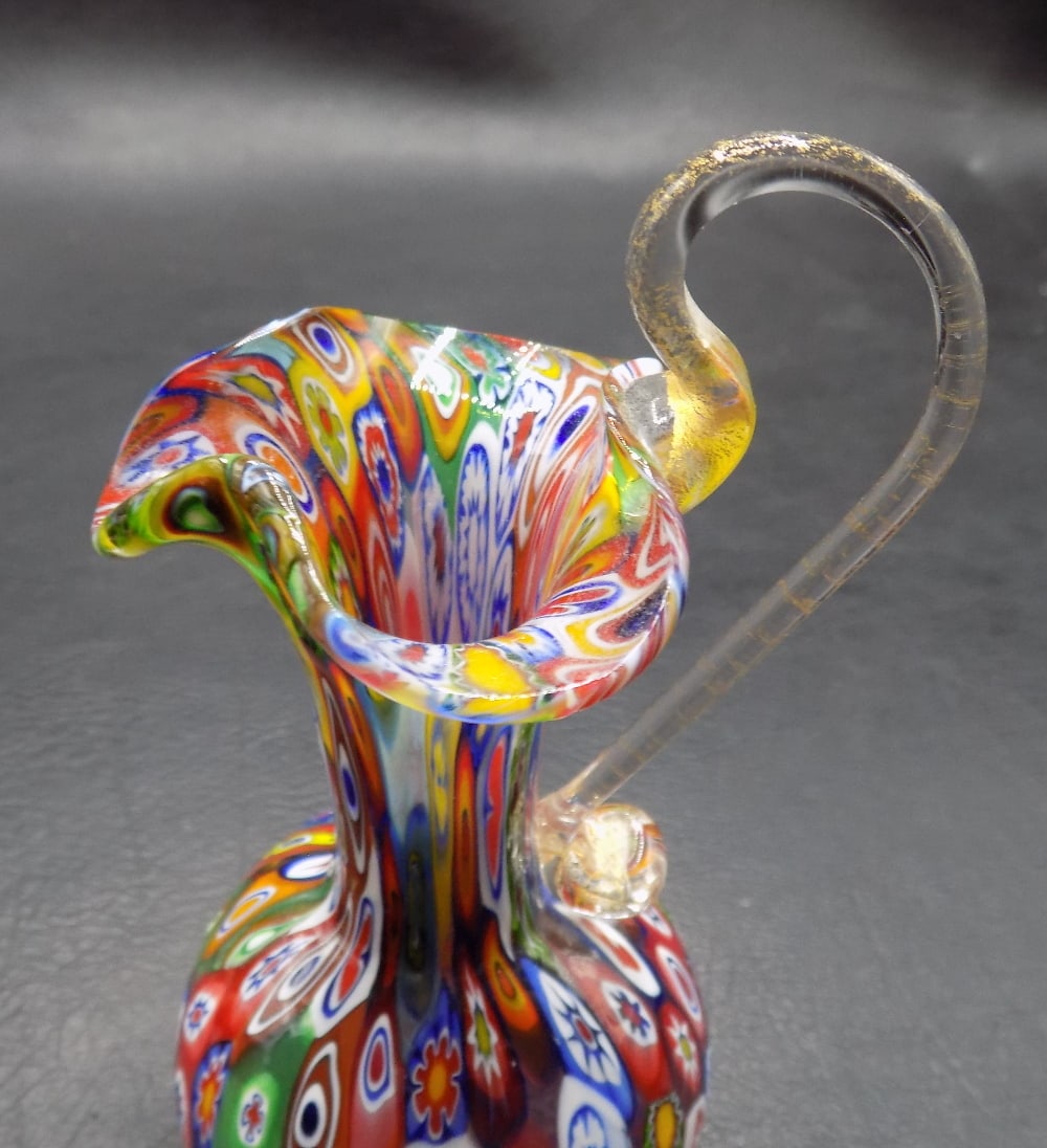 Vintage Fratelli Toso Murano Millefiori Small art glass pitcher - 4