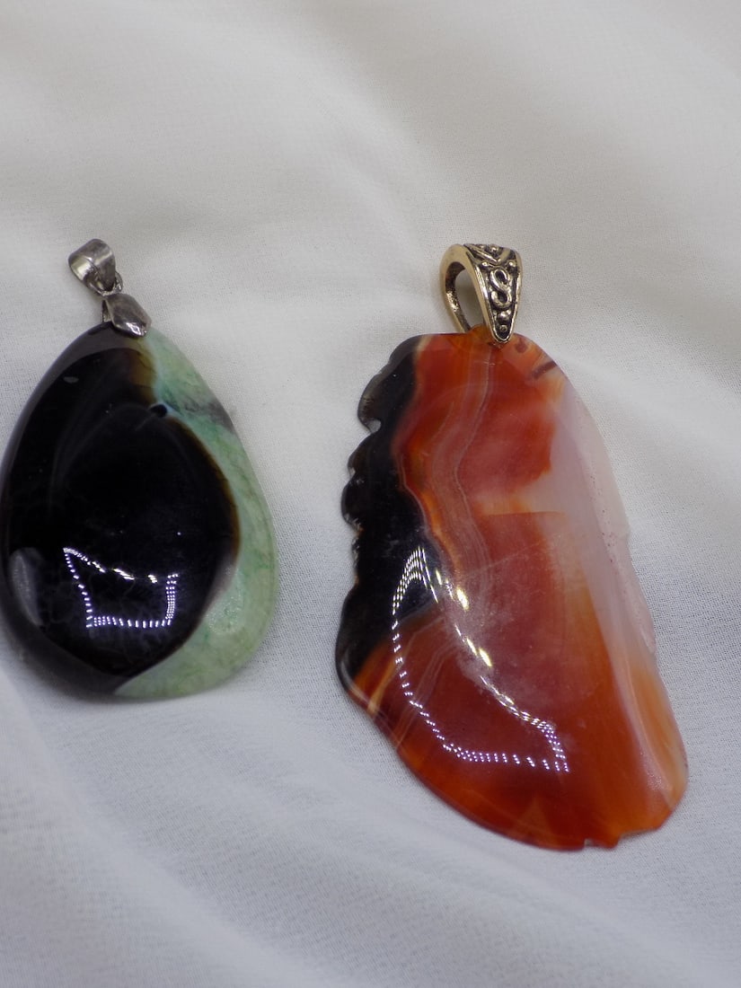 Twoagate gemstone pendansts with sterling clasp (1 of 6)