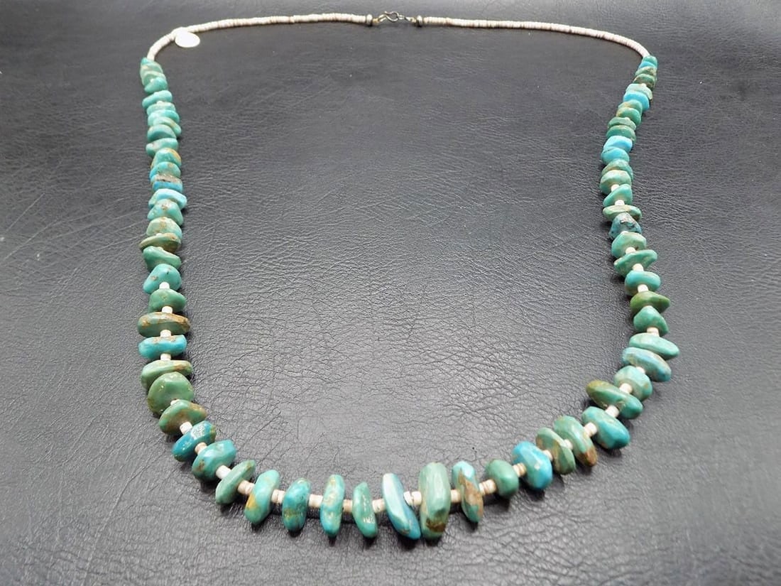 Vintage Santa Domingo turquoise and heishe necklace (1 of 9)