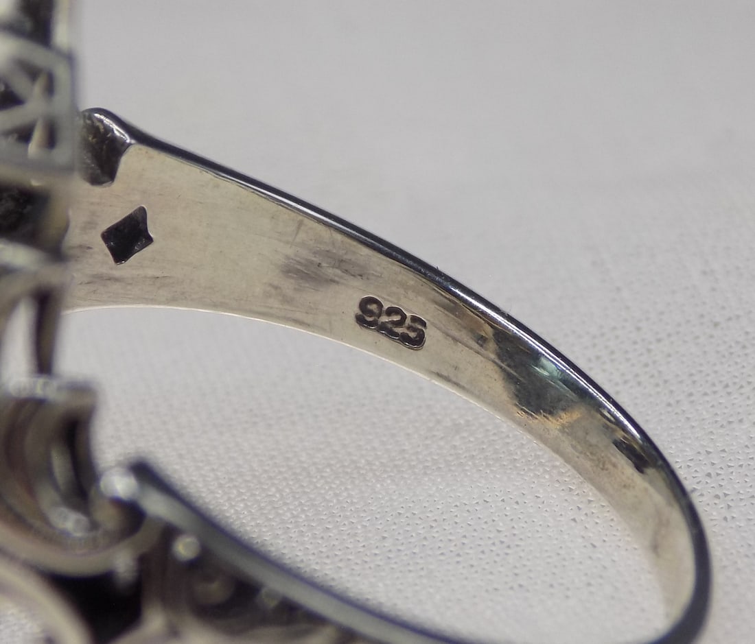 Beautiful 8 ct aquamarine and sapphire sterling silver ring - 4