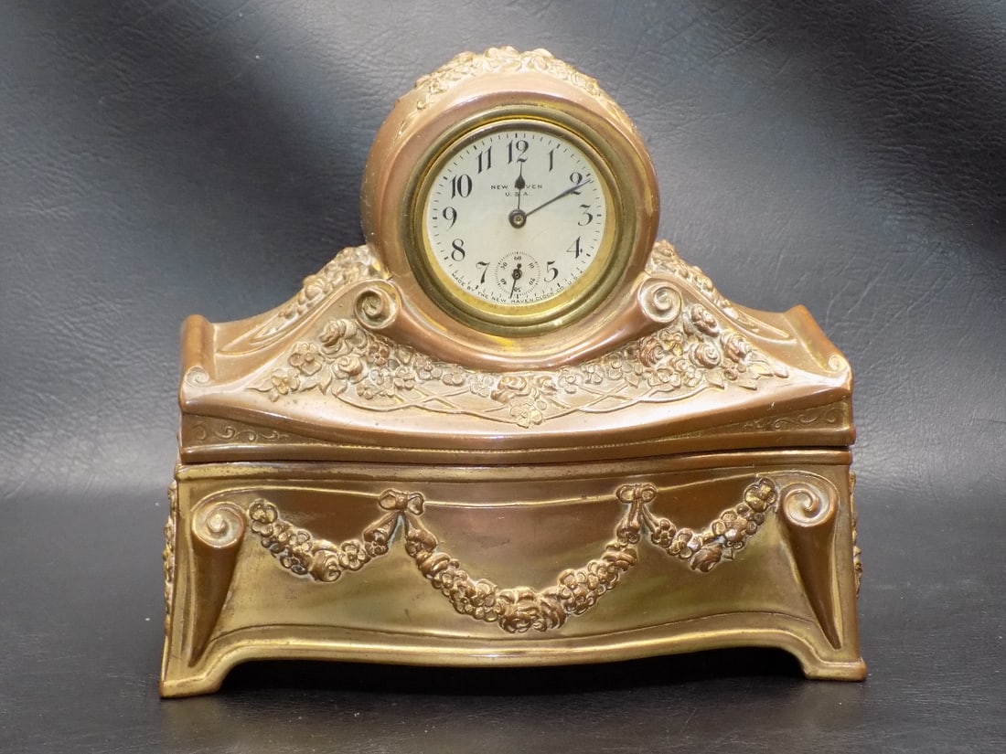 Fabulous Art Nouveau New Haven clock jewelry box (1 of 11)