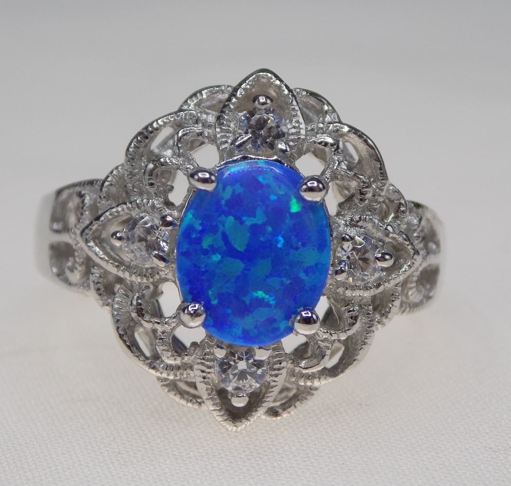 Beautiful Australian opal sterling silver ring (1 of 4)