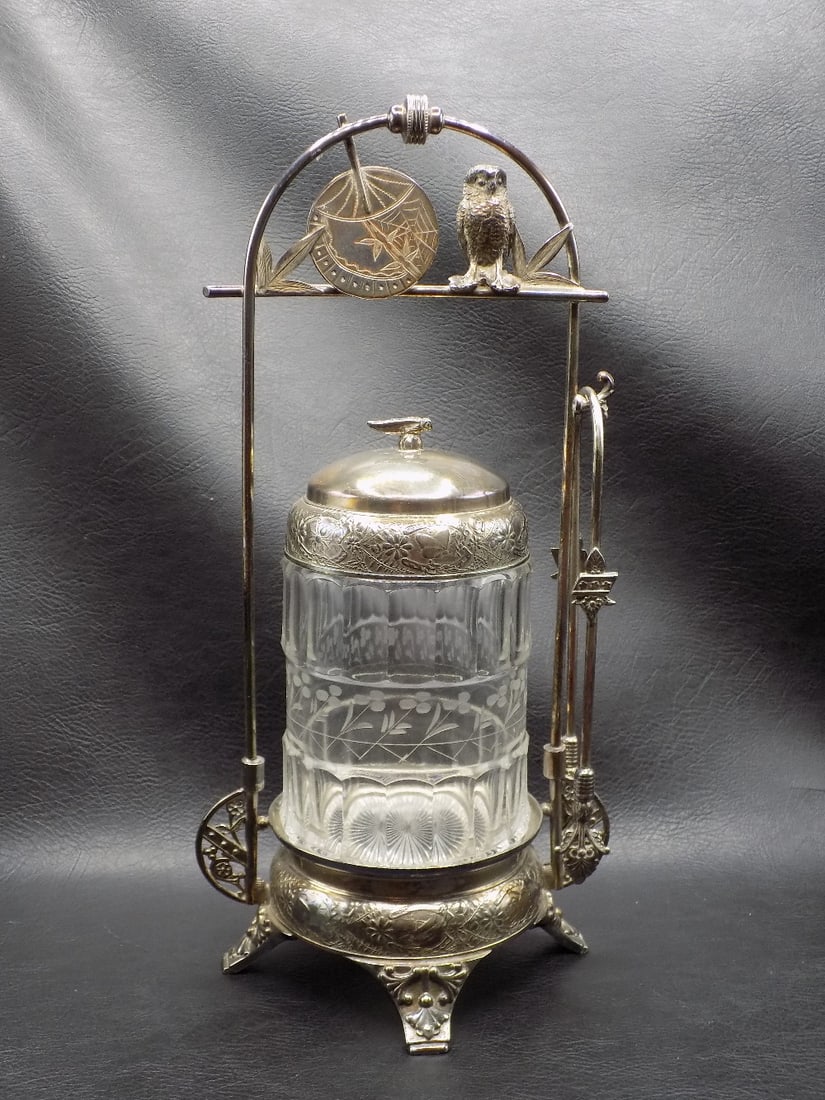 Fancy antique pickle castor with owl (1 of 13)