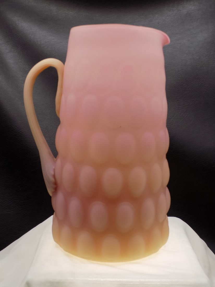 Lovely large Victorian Mt. Washington Burmese thumbprint pitcher (1 of 8)