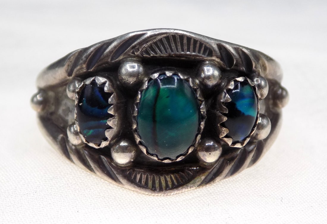 Vintage Native American Indian sterling semiprecious gemstone ring (1 of 4)