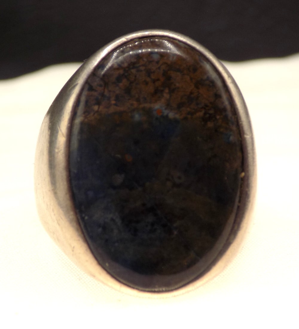 Vintage Native American Indian sterling Yemeni Aqeeq agate gemstone ring (1 of 3)