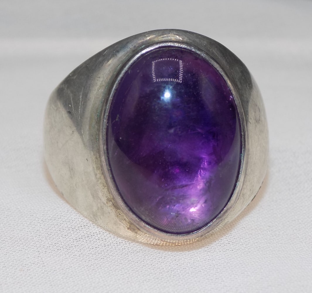 Vintage Native American Indian sterling amethyst gemstone ring (1 of 3)