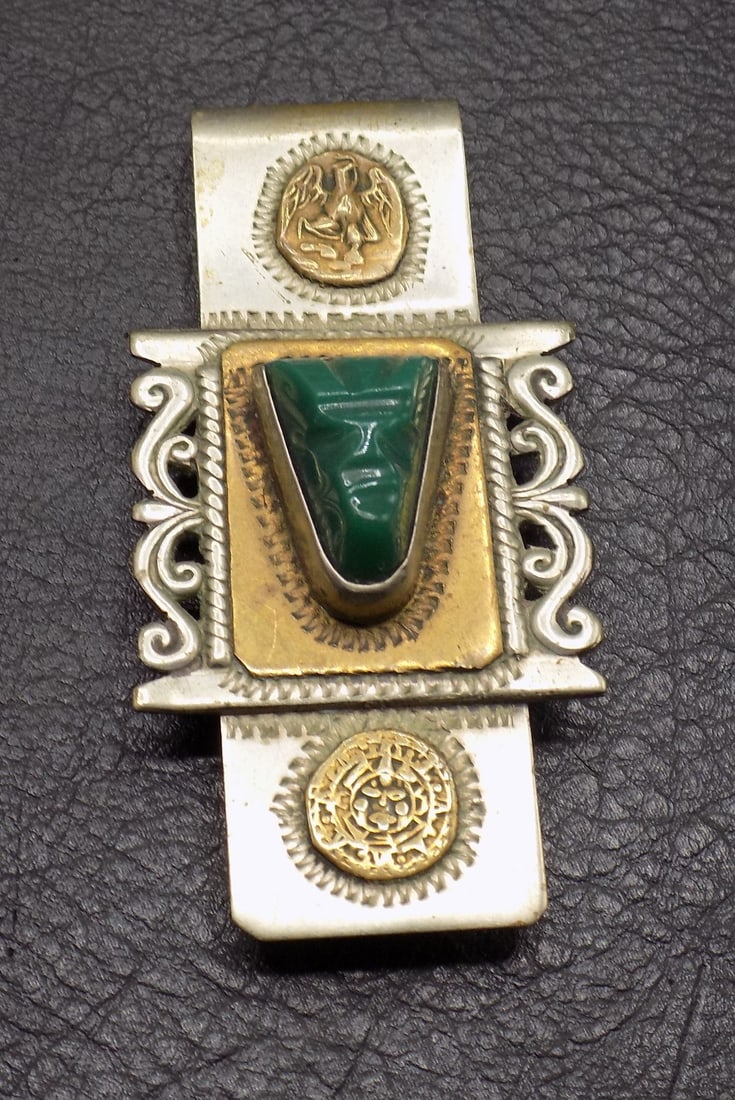 Sterling and gold money clip with jade (1 of 3)