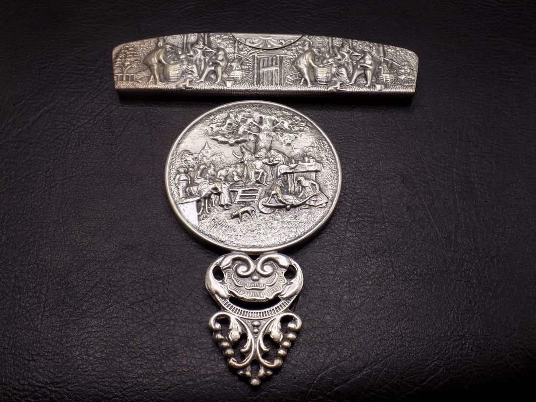 Fancy vintage decorated purse mirror and comb (1 of 6)