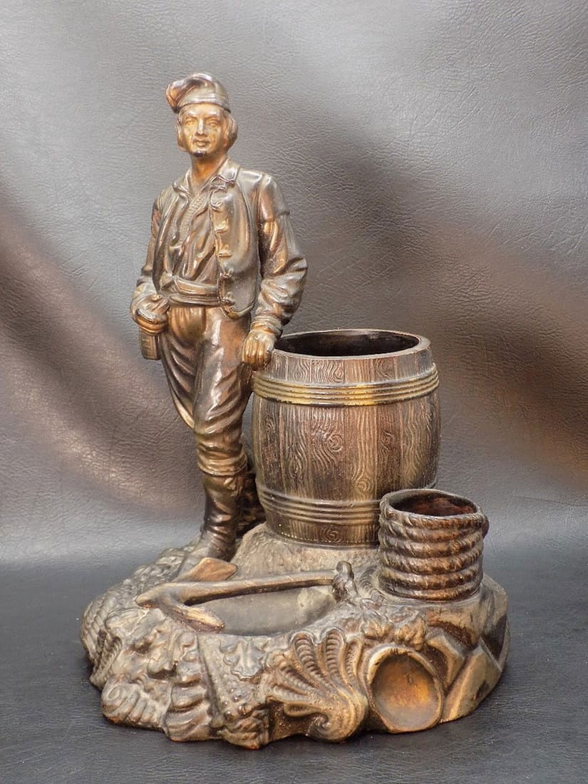 Fabulous antique terracotta cigar and match holder with Sailor figure (1 of 8)