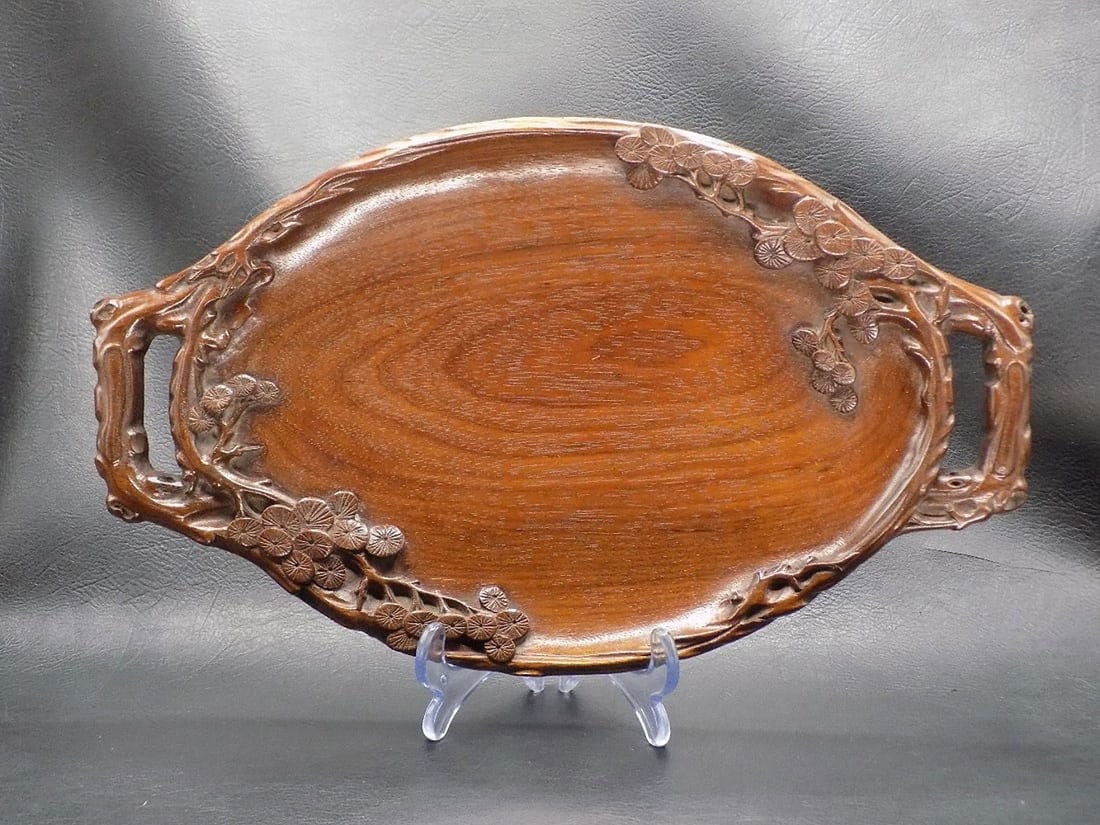 Fine vintage carved wood Oriental tray. (1 of 6)
