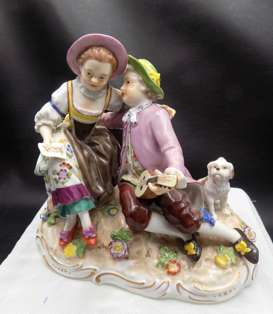Fabulous 1800’s German Sitzendorf porcelain hand painted figural grouping (1 of 6)