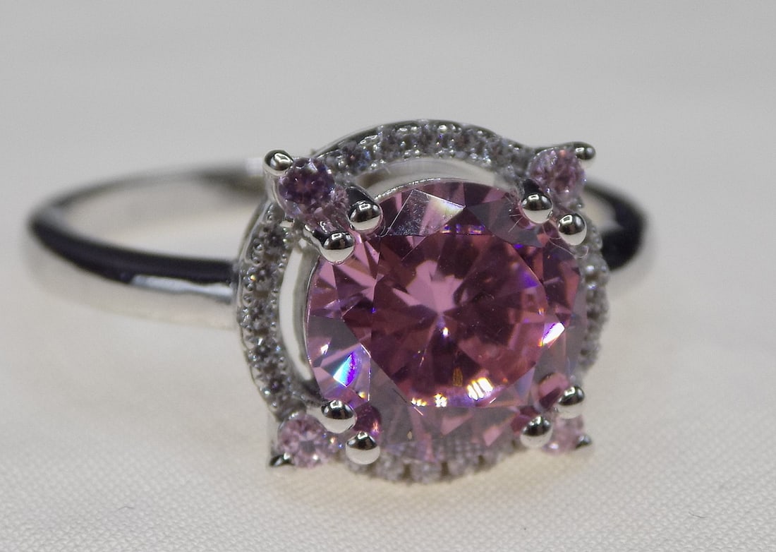 Beautiful 4 cwt pink sapphire and topaz sterling silver ring (1 of 4)