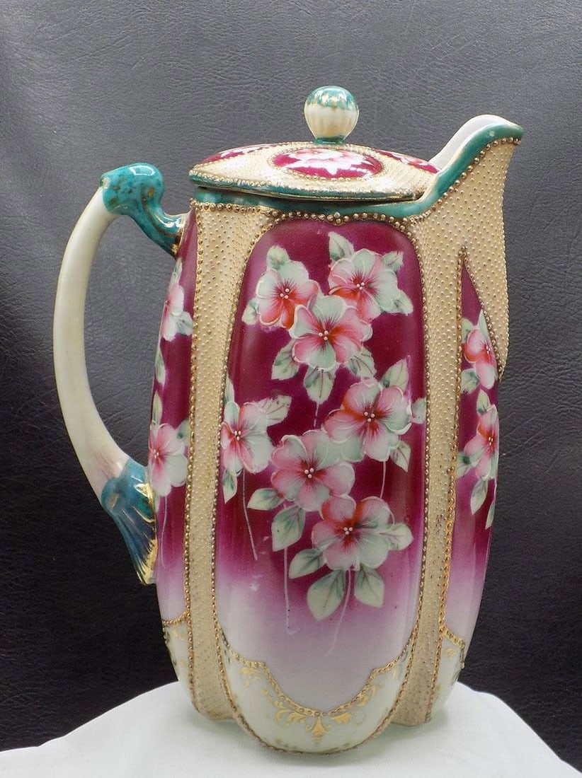 Lovely antique Moriage Nippon decorated coffee pot (1 of 10)