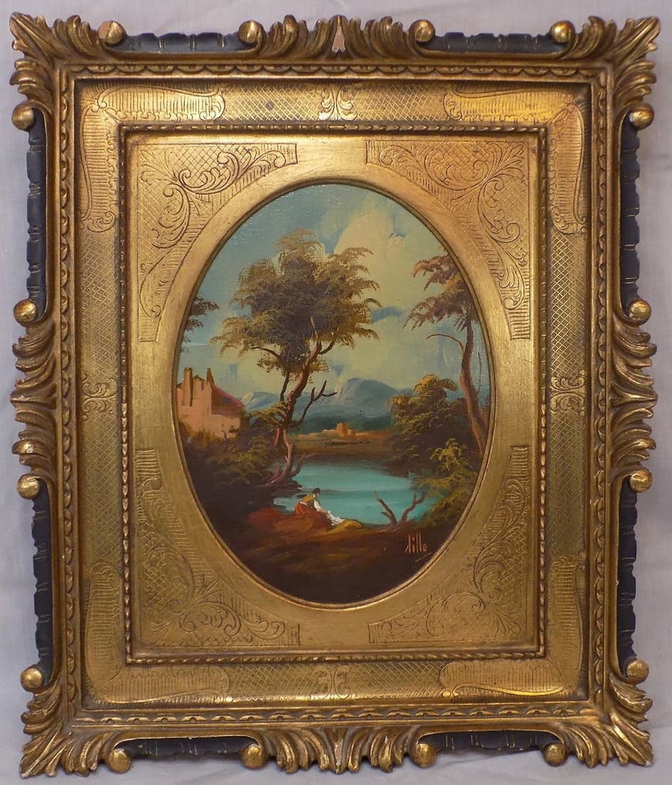 Very nice antique artist signed oil painting (1 of 6)