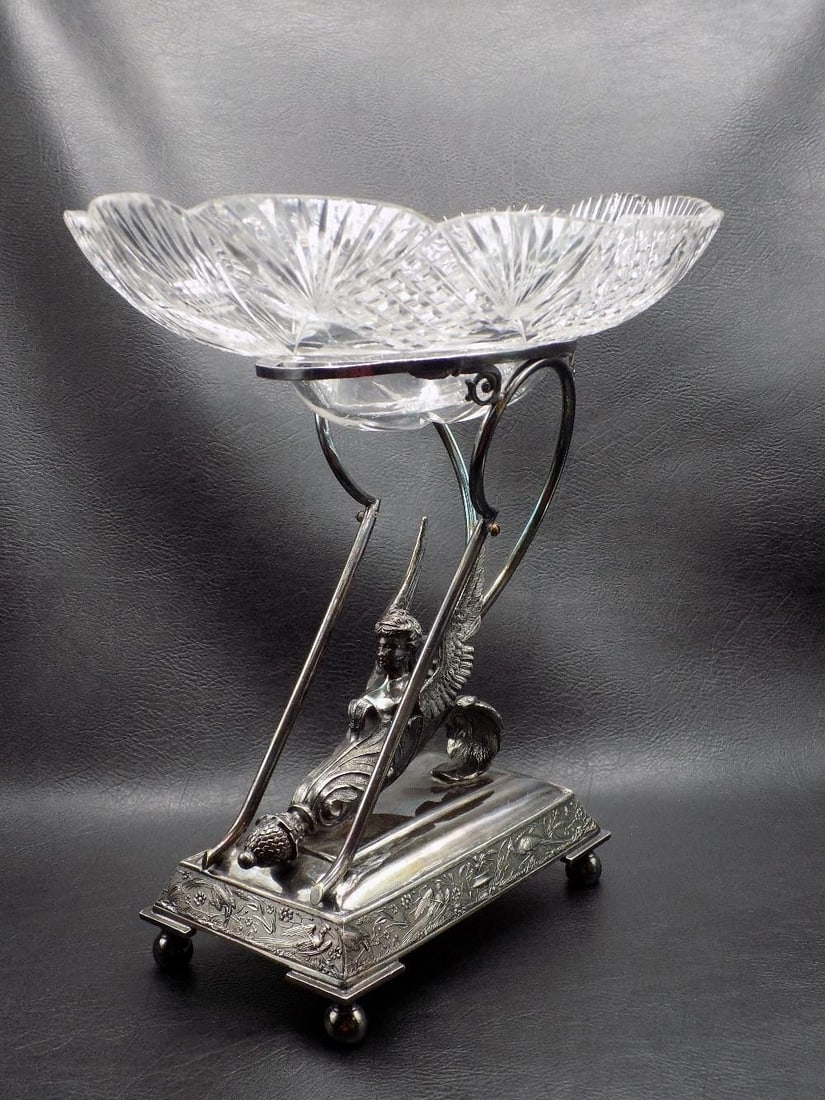 Beautiful Victorian silverplate and centerpiece with cut glass bowl (1 of 5)