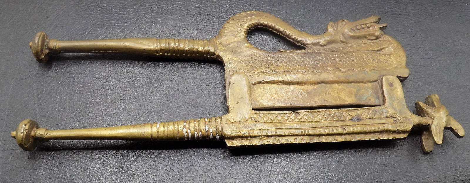 Ornate antique brass cigar cutter with dragon (1 of 5)