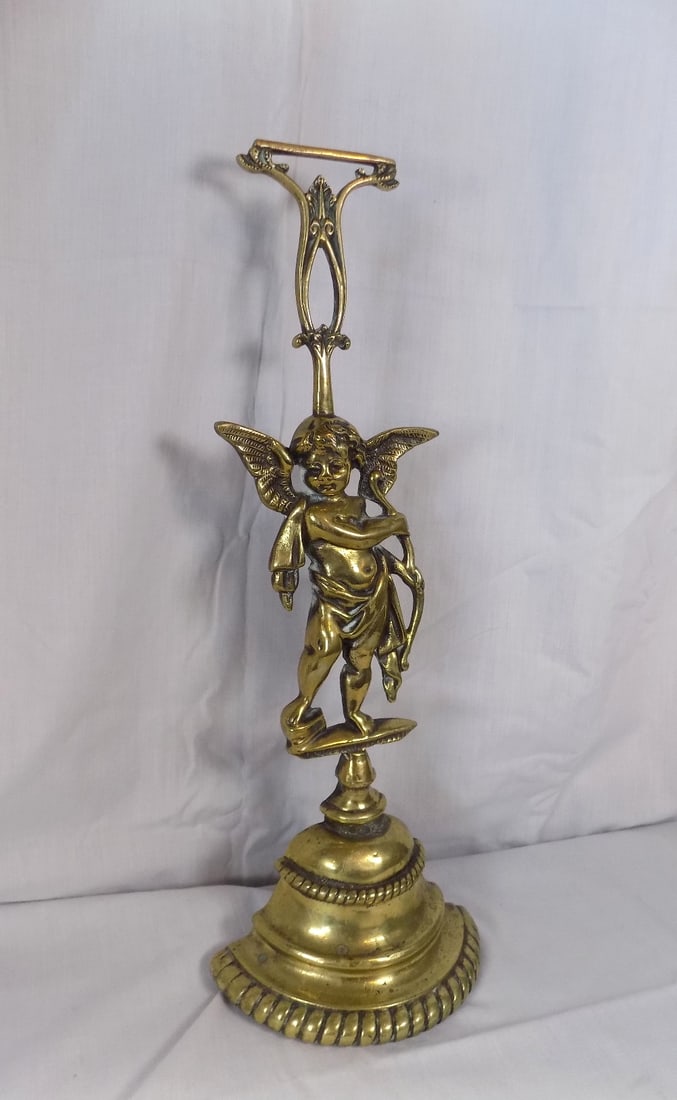 Antique brass weighted door stop with angel (1 of 6)