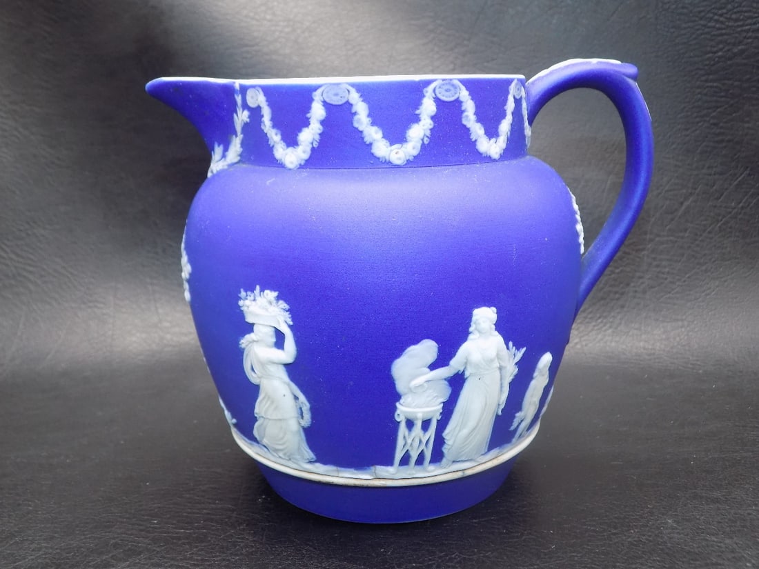 Vintage Wedgwood Jasperware decorated pitcher with classical scene (1 of 11)