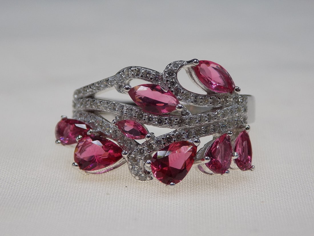 Beautiful 2 cwt ruby and sapphire sterling silver ring (1 of 5)