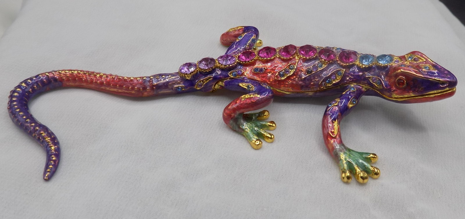 Unusual Karen Kopal purple lizard hand made trinket box (1 of 5)