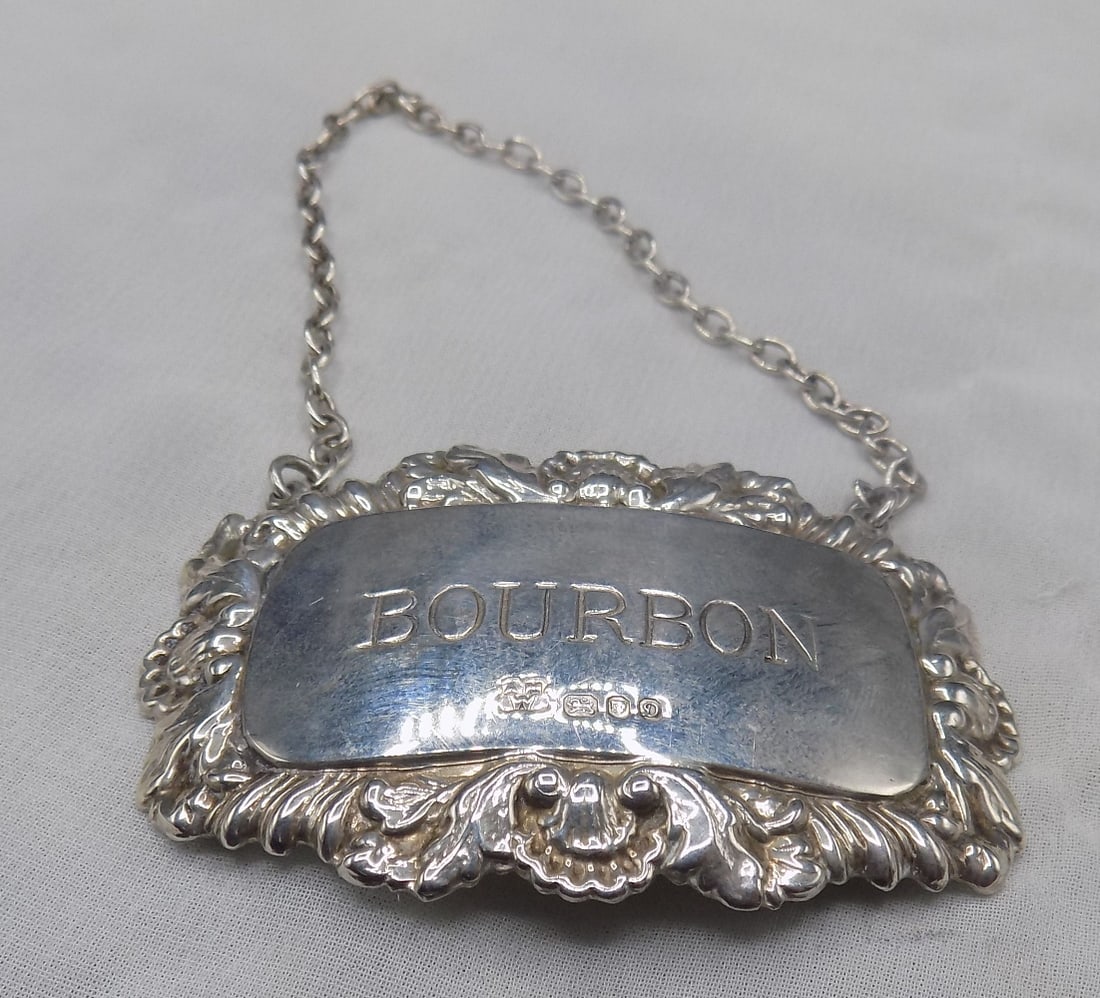 Vintage sterling silver bourbon decanter labels (1 of 3)