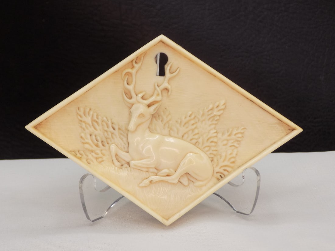 Unusual antique key escutcheon with deer (1 of 3)