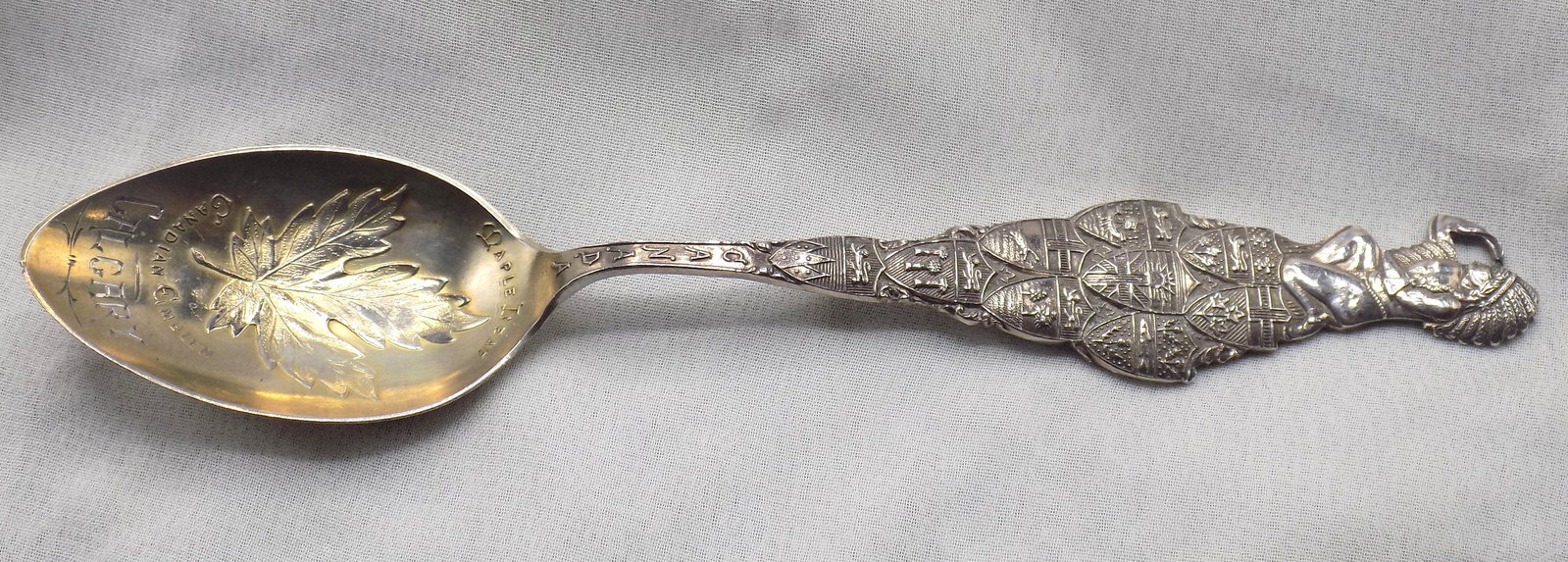 Sterling spoon with Native American Indian Chief. Canada (1 of 5)